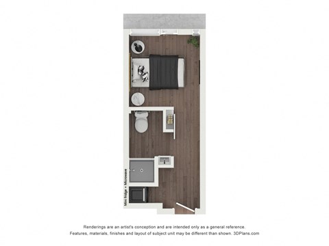 Floor plan for studio, 209 sqft